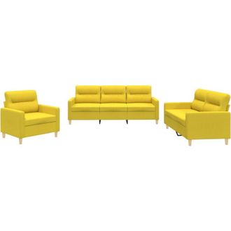 vidaXL Vidaxl - Juego De Sof&aacute;s Con Cojines 3 Piezas Tela Amarillo Claro