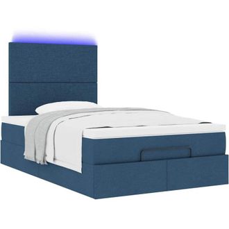 vidaXL Vidaxl - Estructura De Cama Otomana Con Colch&oacute;n Tela Azul 120x200cm
