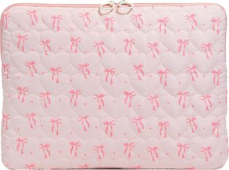 Generic Puffy Laptop Sleeve 15 Inch Bow Quilted Laptop Carrying Case Puffer Padded Cute Computer Sleeve Portable Notebook Carrying Bag (Pink 15 Inch)