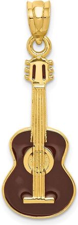 Diamond2Deal 14k Yellow Gold Enameled Guitar Pendant
