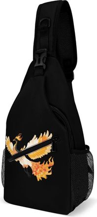 Generic Cute Phoenixs Mens Shoulder Bags Sling Crossbody Backpack Travel Hiking Chest Bag with Small Side 38x20cm