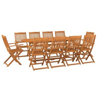 vidaXL Set Comedor De Jard&iacute;n 11piezas Madera Maciza Acacia 220x90x75cm Vidaxl