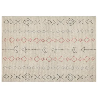 Beliani Beliani - Alfombra De Algod&oacute;n Beige Claro Negro Naranja 160 X 230 Cm A Mano Geom&eacute;trico Dispur