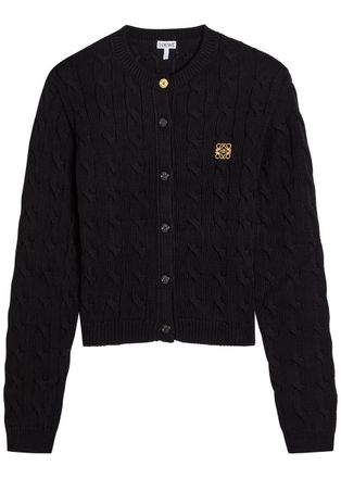 Loewe Cable-knit Cotton Cardigan - Black - L (UK14 / L)