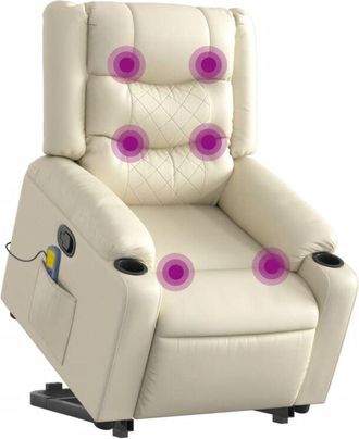 vidaXL Vidaxl - Sill&oacute;n Reclinable De Masaje De Pie Cuero Artificial Color Crema