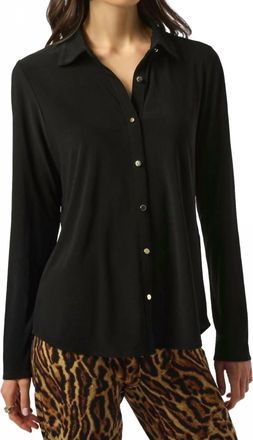 Joseph Ribkoff Silky Knit Button-Front Straight Blouse In Black