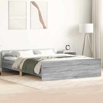 vidaXL Estructura De Cama Con Cabecero Piecero Gris Sonoma 120x190 Cm Vidaxl