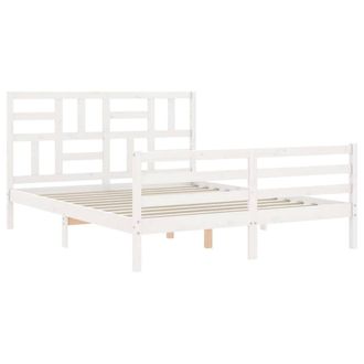 Berkfield Home Beautiful Bed Frame with Headboard White 160x200 cm Solid Wood