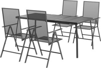 vidaXL Vidaxl - Juego De Comedor De Jard&iacute;n 5 Piezas Acero Gris Antracita