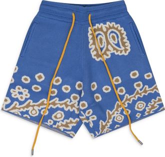 Rhude Blue Knit Bandana Shorts