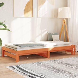 vidaXL Sof&aacute; Cama Nido Madera Maciza De Pino Marr&oacute;n Cera 90x200 Cm Vidaxl