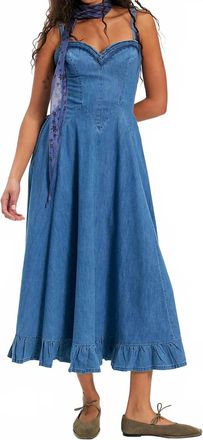Free People Another Season Denim Midi Dress In Boardwalk Blue
