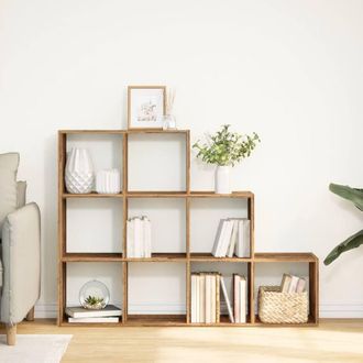 Berkfield Home Room Divider Bookcase 4-Tier Smoked Oak 131.5x29x131.5 cm Wood in Brown
