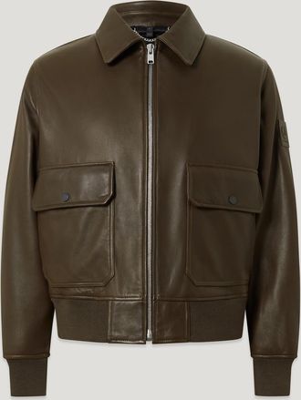 Belstaff Pilot Jacket Mens Oiled Nappa Faded Olive Size 2XL