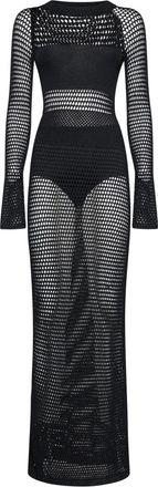 Silvian Heach Sculptural Mesh Long Dress - Dames - Kleedjes - Zwart - 2XS - Kleedjes