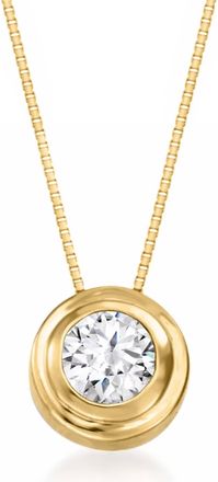 Ross-Simons Double Bezel-Set Diamond Solitaire Necklace in 14kt Yellow Gold