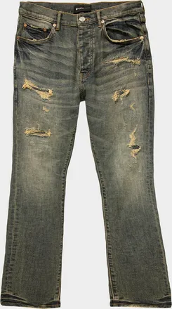 Purple Quilted Destroyed Bootcut Jeans