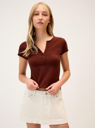 Twik Womens Cap-sleeve Henley T-shirt