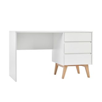 OEM Bureau 3 Tiroirs Pinio Swing - Blanc Et Bois