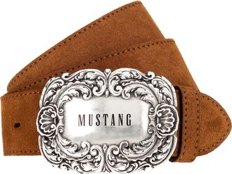 Mustang Lederg&uuml;rtel MUSTANG, Damen, Gr. 100, amber, Rindsleder, unifarben, G&uuml;rtel Lederg&uuml;rtel, 4 cm breit, geschw&auml;rzte Koppelschliesse