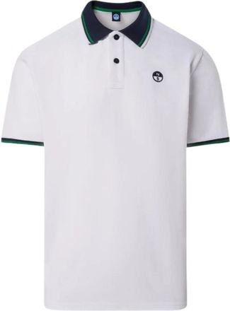 North Sails Polo shirt met gestreepte bies - Heren - Polos - Wit - XL - Katoen - Tops