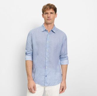 Olymp Leinenhemd OLYMP, Herren, Gr. XXL, N-Gr, blau, Web, Obermaterial: 100% Leinen, gemustert, regular fit h&uuml;ftbedeckend, Rundhals, 1-Knopf-Manschette, Hem