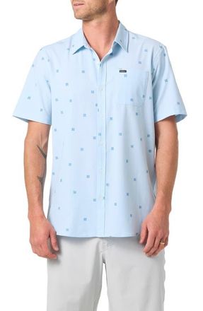 O'Neill Relaxed Fit Short Sleeve Performance Slub Button-Up Shirt in Baby Blue at Nordstrom, Size Xx-Large