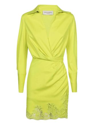 Ermanno Scervino lace-trimmed mini shirt dress - Green