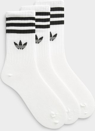 adidas Mens Black and white stripe ribbed socks 3-pack