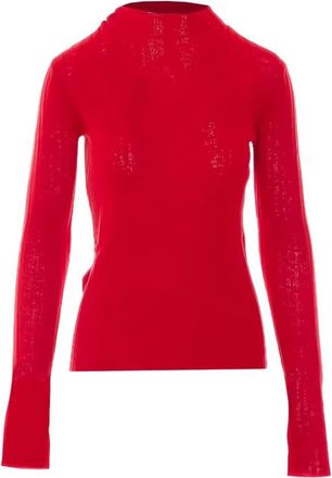 Pinko Muggito Trui - Dames - Ronde hals truien - Rood - L - Wol - Truien & Vesten