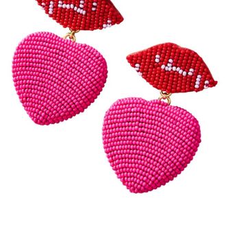 Mignonne Gavigan Kiss Kiss Beaded Drop Earrings In Red Multi
