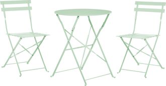Beliani Conjunto De Balc&oacute;n De Metal Verde Menta Mesa Redonda Sillas De Acero Exterior Fiori