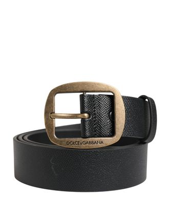 Dolce & Gabbana Men Black Classic Leather Metal Buckle Mens Belt