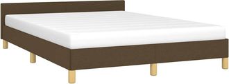 vidaXL Cama Sin Colch&oacute;n Tela Marr&oacute;n Oscuro 140x190 Cm Vidaxl