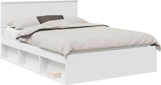 vidaXL Bed Frame with Headboard White 135 x 190 cm Solid Pine Wood vidaXL