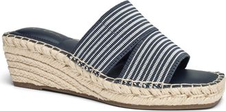Me Too Cayman Sandals Navy Square Toe Wedge Heel Espadrille ZAP788