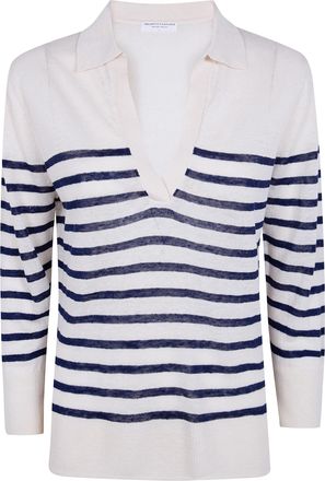 Majestic Oversized Linen 100 Stripes Polo Shirt