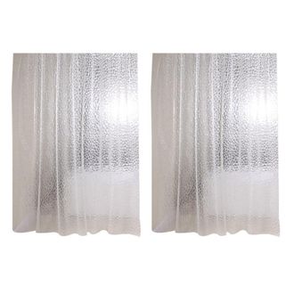 OEM Cortina Cuadrada De Ba&ntilde;o 3d Transparente E Impermeable De Eva (2 Unidades), 71 X 79 Pulgadas, 24 Ganchos