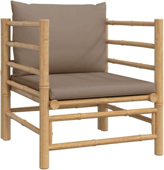 vidaXL Sof&aacute; De Jard&iacute;n Bamb&uacute; Con Cojines Gris Taupe Vidaxl