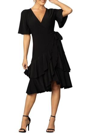 Kiyonna Miranda Midi Wrap Dress in Black Noir at Nordstrom, Size X-Large