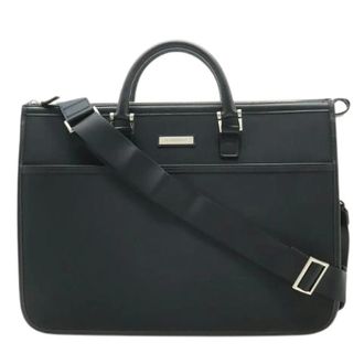 Burberry Pre-owned Handbags, female, Black, Size: ONE SIZE Pre-owned Nylon Leather 2way Briefcase