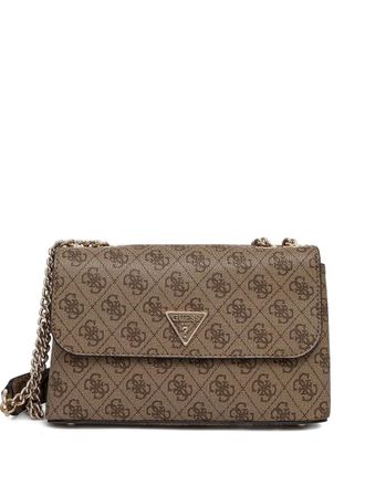 Guess Co logo-plaque shoulder bag - women - Polyurethane/Polyester - OS - Brown