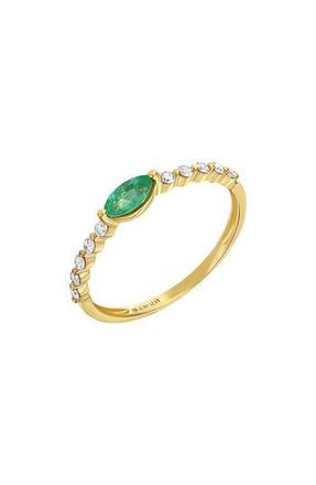Bony Levy El Mar 18K Gold Diamond & Emerald Stacking Ring in 18K Yellow Gold at Nordstrom Rack, Size 6.5