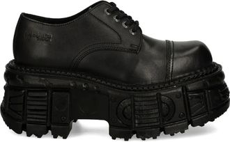 New Rock 60 mm veterschoenen met plateauzool - Zwart