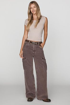 A Gold E Minka Cargo High-Rise Wide-Leg Jeans