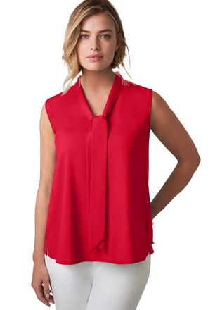 Jessica London Uptown Sleeveless Tie-Neck Blouse in Vivid Red at Nordstrom, Size 28