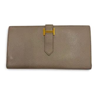 Herm&egrave;s Taupe Epsom Leather Long Wallet (Bi-Fold) (Pre-Owned)