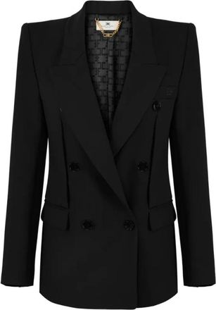 Elisabetta Franchi Giacca Nero 110 - Dames - Blazers - Zwart - S - Leer - Jassen