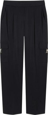Luisa Cerano Cropped Tapered Broek - Dames - Slim Fit Broeken - Zwart - XL - Satijn - Broeken