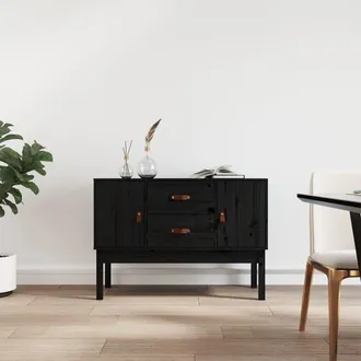 vidaXL Credenza Nera 110x40x78 Cm In Legno Massello Di Pino - Vidaxl